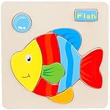 Gbell Cute Animal Wooden Puzzle Set for Preschool Toddler, Jigsaw Board Educational Toy Gifts for 1-3 Year Old Baby Girl and Boy Kids (E)