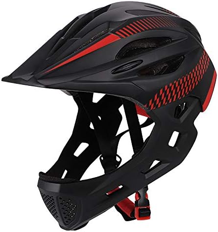 ZHYY Bike Helmet kid Full Covered Face protection Detachable Suitable for Balance Bike Cycling Motocross MTV BMX Breathable Safety Multicolor,Blackred