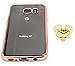 Samsung Galaxy S7 Edge Case, Bastex Slim Fit Clear Plastic TPU Rose Gold Bumper Case Cover with Bling Heart Pink Ring Holder Kickstand for Samsung Galaxy S7 Edge G936