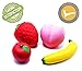 Gila3 4 Pack Jumbo Squishies Slow Rising - Banana, Peach, Strawberry And Apple Fruit Squishy - Cream Scented Kawaii Toy - Set of 4 Huge Squishies.