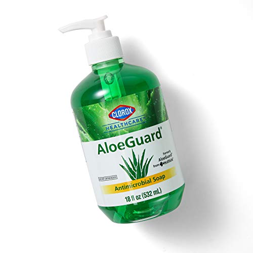 CLOROX HEALTHCARE ALOEGUARD ANTIMICROBIAL LIQUID HAND SOAP WITH PUMP, GENTLE AND MOISTURIZING HAND SOAP BOTTLE WITH ALOE VERA – HANDWASH FOR HEALTHCARE & EVERYDAY USE, 18 FL OZ