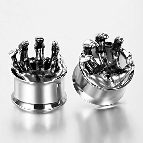 TBOSEN 4 Pairs Mixed Style Stainless Steel Tunnel Ear Plugs Stretching Expander Gauges Piercing Large Ear Gauges Kit 2g - 5/8" inch - Thumbnail 3