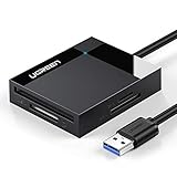 UGREEN SD Card Reader USB 3.0 Card Hub Adapter 5Gbps Read 4 Cards Simultaneously CF, CFI, TF, SDXC, SDHC, SD, MMC, Micro SDXC, Micro SD, Micro SDHC, MS, UHS-I (Black)