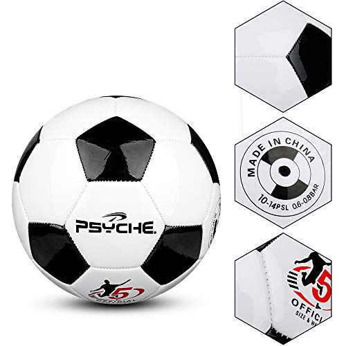Wisdom Leaves Soccer Ball Size 3.4.5 for Training Practice Outdoor/Indoor Soccer Balls for Kids/Children/Teenager/Adults,Black White