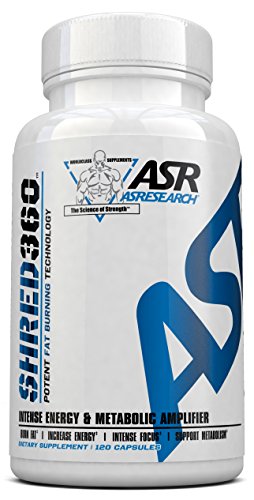 As Research Thermogenic Fat Burner Shred360 * Suppress Appetite, Lose Weight, Preserve Muscle & Get Lean With Laser Sharp Mental Focus * Maximum Strength - (120Ct Bottle) (784672473521)
