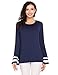 Easther Women’s Long Bell Sleeve Blouse Loose Trumpet T-Shirt Casual Solid Flare Tops