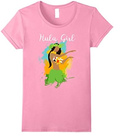 Women's Hula Girl Summer Aloha T-Shirt Tropical Beach Vacation Gift Large Pink