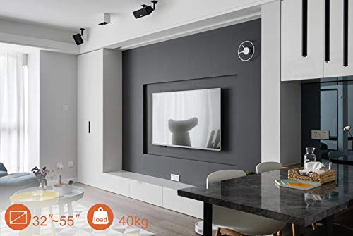 PUTORSEN® Fixed TV Wall Bracket, Ultra Slim TV Wall Mount for 32-55 inch LED LCD Plasma Full HD 1080p 3D 4K Smart TV Max VESA 400x400, Capacity 40kg, Spirit level included