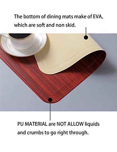 Alpiriral Dining Table Place Mats Set of 4 Heat Resistant Place Mats Easy to Wipe Off Scrub & Non Skid Vinyl Place Mats Washable Table Mats Protect The Table from Messes & with A Nice Looking in RED - Thumbnail 4