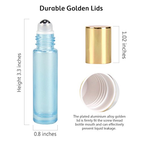 Pearl Colored Essential Oil Roller Bottles - 12 Pack, 10ml Glass Roller Bottles for Essential Oils By Mavogel, 3 Extra Roller Balls, 24 Pieces Labels, Droppers, Opener, Funnel and Brush Included - Thumbnail 3