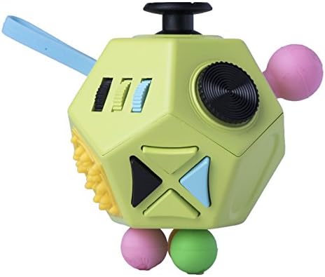 Fidget Cube Prime and Rubber Protective Cover - Relieve Stress, Anxiety, ADD, ADHD, Autism and Boredom for Work, School, Class - Primium Focus Gift Toy for Children and Adults (12 Side green)