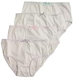 T Cottons Girls Briefs 4 Pack 100% Cotton White Panties - Size 6-7