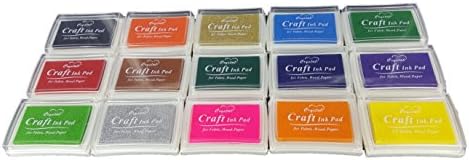 15 Colors Craft Ink Pad Stamps Partner Diy Color,for Fabric Wood Paper, Pack of 15