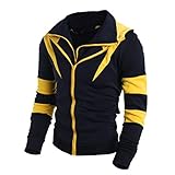 NEARTIME Men's Sweater, Winter Hoodie Man Hooded Sweatshirt Jacket Coat (L, Yellow)