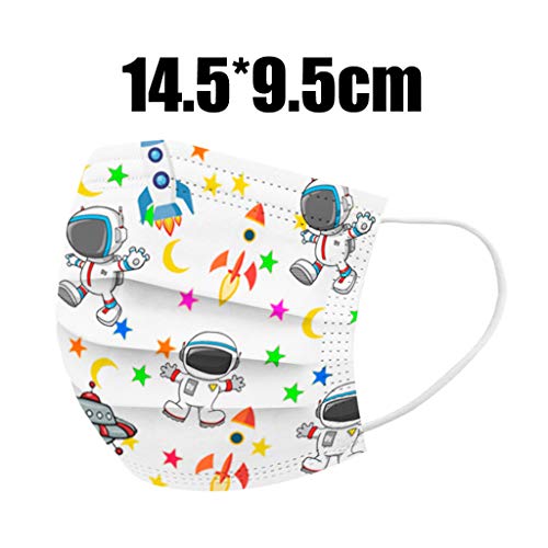 50PCS 3 Ply Non-Woven Children\'s Face Bandanas, Face Covering Cartoon Bear Print, Ear Loop,Face Covering for Children, Dust-Proof Face Bandanas for Kids Facial Protective (50PCS, J)