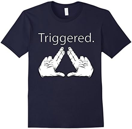 Men's Triggered Fingers Meme T-Shirt Funny Trigger Meme Gift Small Navy
