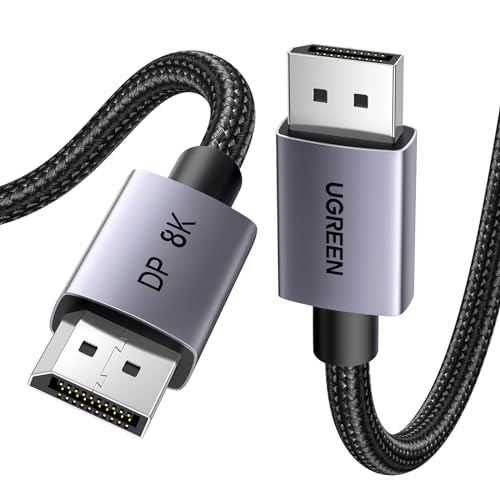UGREEN 8k DP to DP Cable 2M, 1.4 DisplayPort Cable 8k@60Hz/4k@240Hz/2k@240/2k@165Hz, Male to Male Cord Nylon Braided for Gaming monitor, Samsung PC, ThinkVision G32qc/Y27qf, DELL S2421HS/S2721DS