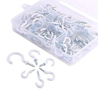 70 Pack Small White Cup Hooks Outdoor String Light Patio Hooks