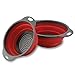 TANSUNG Collapsible Colander, 2 Pack Collapsible Colanders and Strainers with Handle Food-Grade Silicone kitchen Strainer Space-Saver for Draining Pasta, Vegetable and fruit, Red