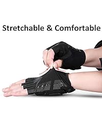 Pioneeryao Cycling Gloves for Men MTB Gloves 3mm SBR Padded Fingerless Breathable Washable Silicone Print Design