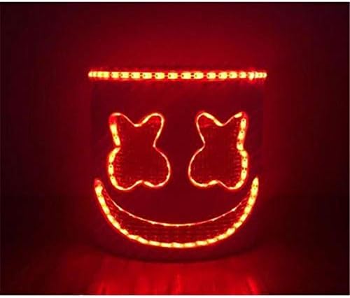 foreverwen DJ Mask Marshmallow Mask LED Music Festival Helmets Novelty Costume Party Mask Rubber Latex Rubber Latex Mask