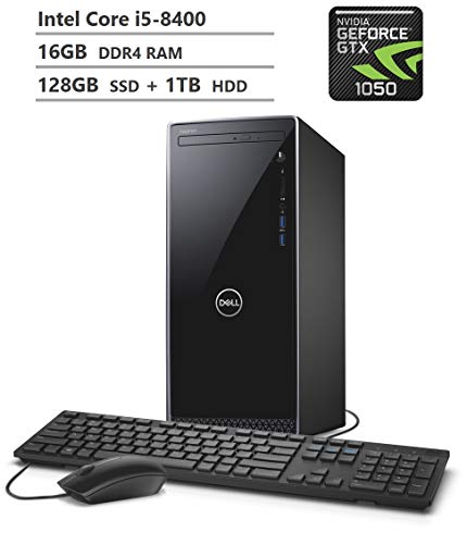 2020 Newest Dell Inspiron 3670 Tower Desktop, Intel Core i5-8400 Six-Core Processor up to 4GHz, NVIDIA Geforce GTX 1050 GDDR5 Graphics, 16GB RAM, 128GB SSD + 1TB HDD, HDMI, VGA, DVD-RW, Windows 10