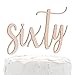 NANASUKO 60th Birthday Cake Topper - sixty - Double Sided Rose Gold glitter - Premium quality Made in USA