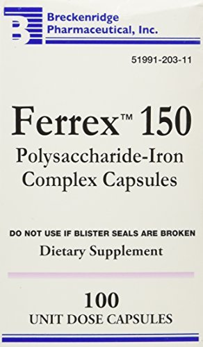 Ferrex -150 Capsules, Prevents Iron Deficiency - 100 Each (1) by WWW.BRECKENRIDGEPHARMA.COM