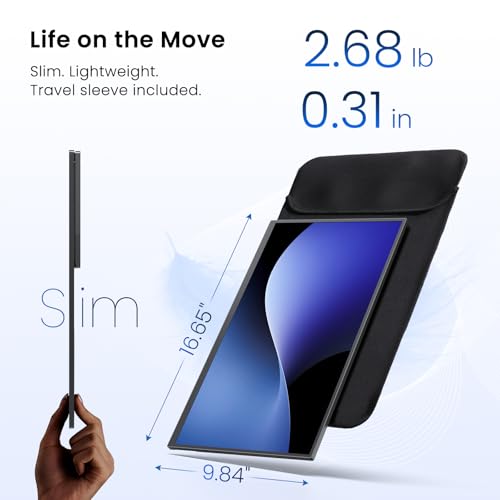 UPERFECT Wireless Portable Monitor with 10000mAh Battery, 18.5" QLED Display, 1080P 100Hz, 145% sRGB, AirPlay & Miracast, VESA, Sleeve Included, for Laptop, PC & Phone