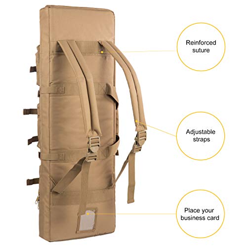XWLSPORT AK47/AR16 Tactical Rifle Case Double Carbine Bag Outdoor Molle Deluxe Double Rifle Gun Bag Padded Long Gun Case & Rifle Storage Backpack(2 Sizes and 6 Colors to chooese from) (TAN, 42inch) - Thumbnail 4