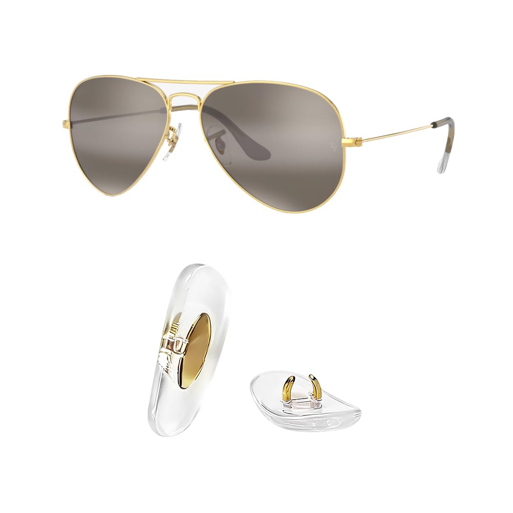 HiCycle2 Nose Pads Replacement for Aviator RB3025 RB3539 RB3026 RB3447 RB4263 RB3548 RB3716 RB3816 RB3548N Sunglasses Repair Kits Clip-on,Bonus Sunglasses Bag(Gold)