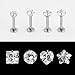 Micropromo 4 pcs 16 Gauge Surgical Steel Cubic Zircon Love/ Star/ Square/ Round Shape Labret Lip Rings Ear Earlet Tragus Nail Earrings Studs