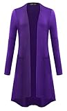 Womens Open Front Casual Cardigan With Pockets XXX-Large Deep Purple