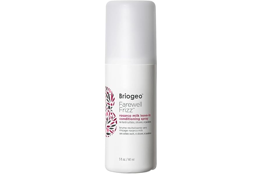 Briogeo Farewell Frizz Rosarco Milk Leave-In Conditioning Spray, Anti Frizz Leave In Conditioner for Curly Hair, Hair Detangler Spray & Hair Moisturizer with Argan Oil, Vegan, Cruelty-Free