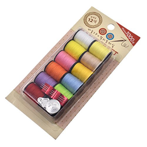 Qlychee Assorted 12 Colors Sewing Thread Thin Yarn Quilting Thread 12 Spools 20 Yards - Thumbnail 5