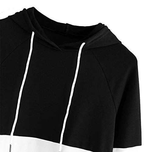 WUAI-Women Autumn Winter Casual Hoodie Color Block Long Sleeve Pullover Hooded Sweatshirts Tops（Grey,X-Large - Thumbnail 2