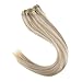 Ve Sunny Human Hair Clip in Extensions Highlights Real Hair Extensions Clip in Human Hair 16inch Remy Hair Extensions Clip ins Ash Blonde with Bleach Blonde Hair Clip Extensions for Women 120g 7Pcs