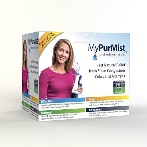 MyPurMist New Classic Handheld Personal Steam Inhaler, Vaporizer and Humidifier (Plug-in) with Bonus Hands-Free Holder