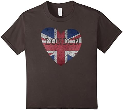 Kids London Flag UK Vintage Heart Gift Souvenir City T-Shirt 12 Asphalt
