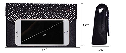 Outrip Women's Evening Bag Clutch Purse Glitter Party Wedding Handbag with Chain (B Black) - Thumbnail 6