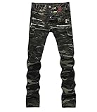 Denim Men's Camouflage Pockets Skinny Biker Jeans