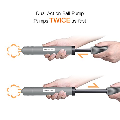 DIMPLES EXCEL 12'' Dual Action Ball Pump for Soccer Basketball Football Volleyball Water Polo ball, Needles and Nozzles Included (Gray) - Thumbnail 4