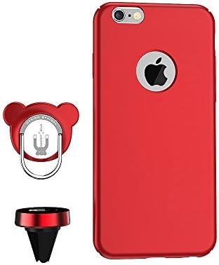 iphone8 plus Case with Magnetic Ring Stand Holder and Universal Magnetic Car Mount Plate,iphone 8 plus accessories(Red, iphone8 plus)