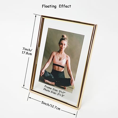 AhaGo Gold Floating Frame (5"x7", Vertical,2 Set) with Heart Style, For