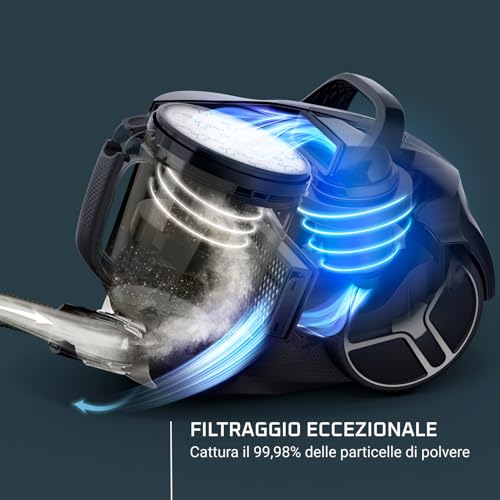 Compact Power XXL Aspirapolvere Senza Sacco, Capacità 2.5 Litri, Potenza 900 W, Design Compatto, Sistema di Filtraggio a 3 Livelli, Aspirapolvere Potente, Facile da Pulire, 2 accessori,RO4B50