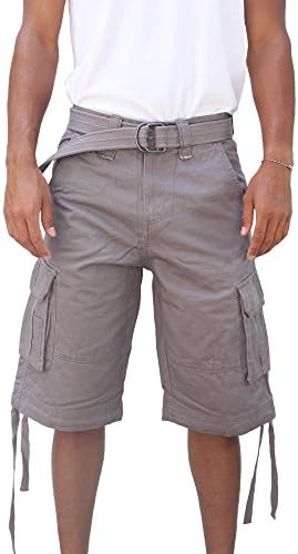 La Gate Mens Big and Tall Belted up to size 50 Cargo Short (46, Gray)