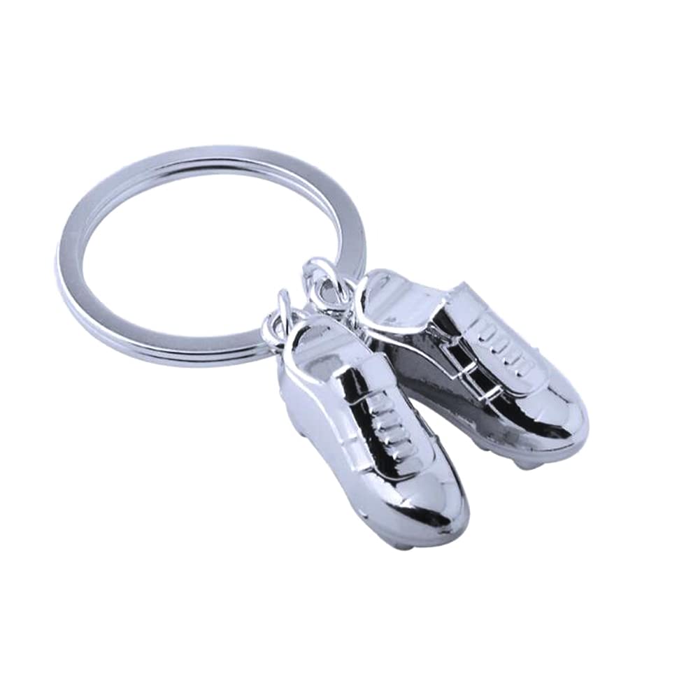ARFUKA 3D Mini Football Boots Keyring, Silver Soccer Cleats Keychain, Sports Fan Key Chain for Men, Car Key Bag Charm Accessory, Gift for Football Lovers