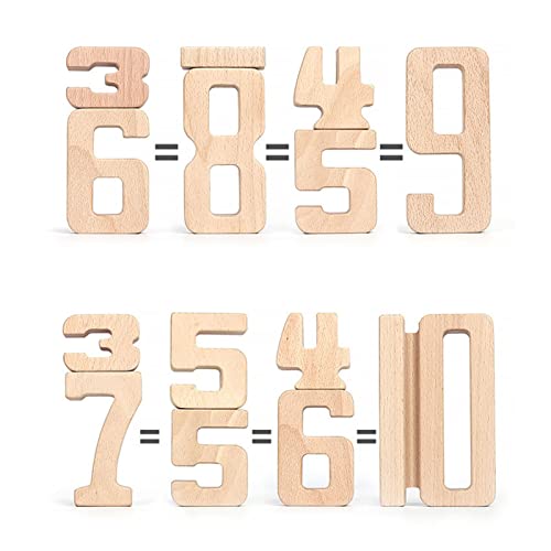 Digital Building Blocks 20-Piece Wooden Number Blocks - Montessori Math Stacking Toys For Kids Ages 3-8 Math Stackers