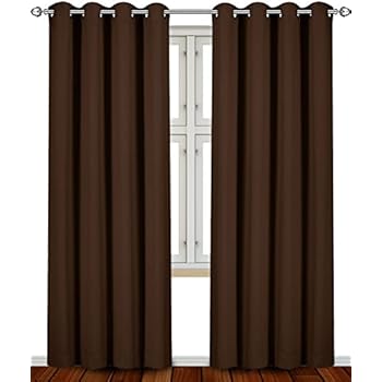 Utopia Bedding Blackout Room Darkening and Thermal Insulating Window Curtains/Panels/Drapes - 2 Panels Set - 8 Grommets per Panel - 2 Tie Backs Included (Chocolate, 52 x 84 Inches with Grommets)