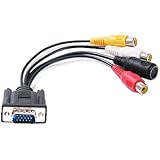 HDE VGA Adapter to TV S-Video RCA Out Cable for Computer PC Video to Television